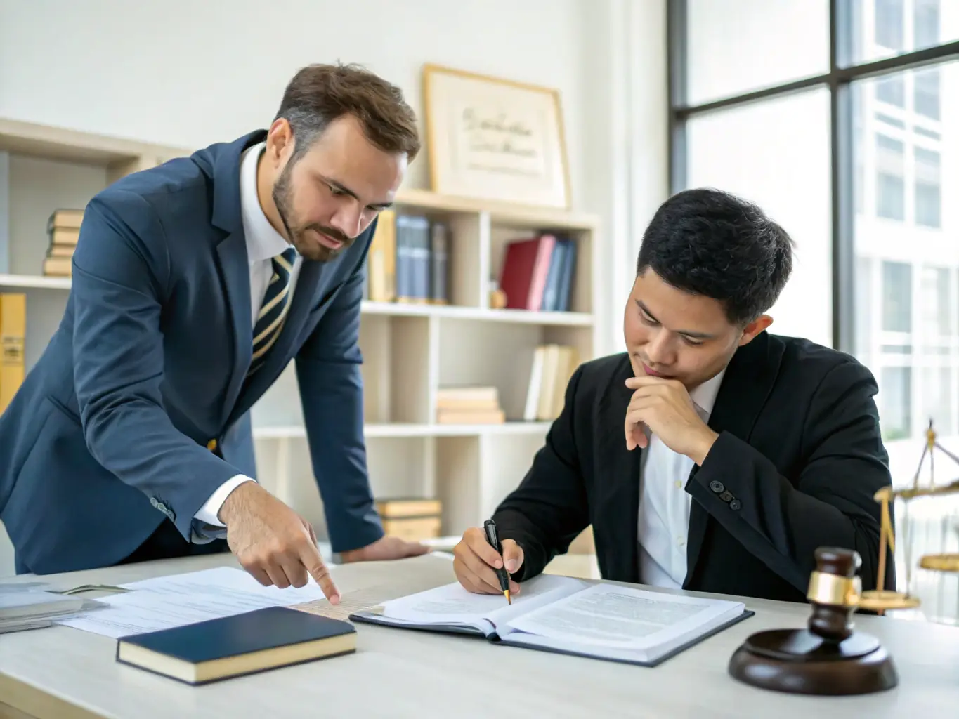 An attorney assisting a foreign investor with legal documentation for a judicial auction, highlighting IA LEGALIA LAW's expertise in supporting foreign investments in Italy.