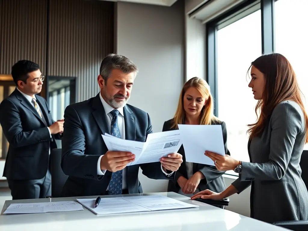 A foreign investor reviewing documents related to a judicial auction with the support of IA LEGALIA LAW's legal team.